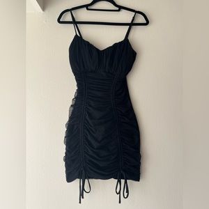 Windsor mini black dress with adjustable spaghetti straps w/zipper on the back
